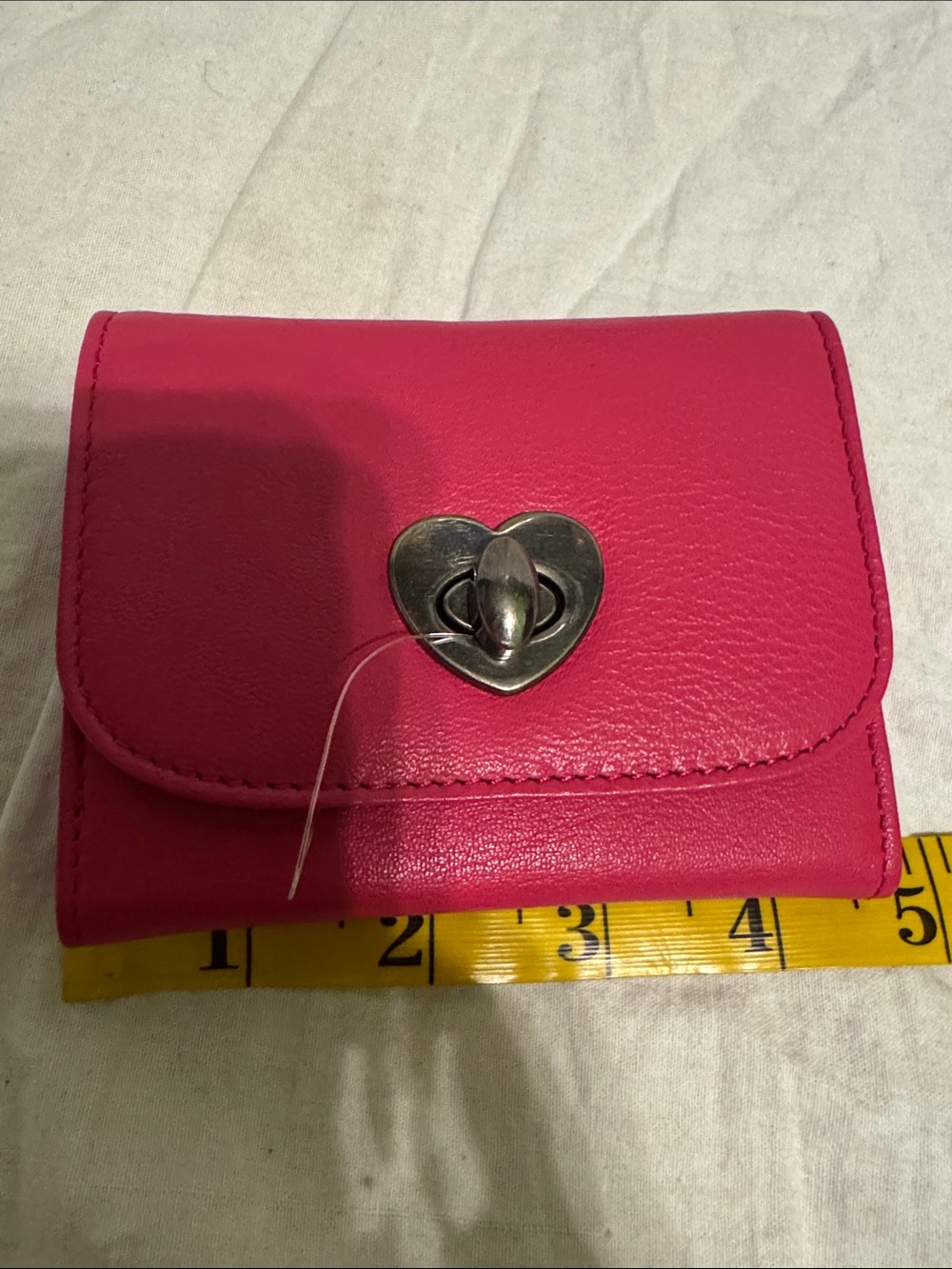 Free People Hot Pink Heart-Turnlock Mini Wallet